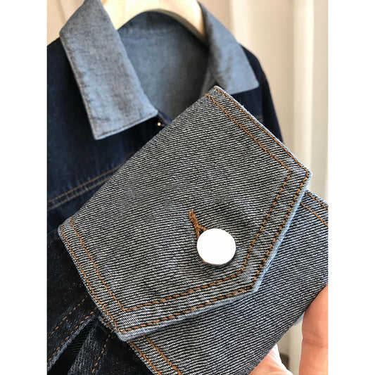 Retro Contrast Color Denim Coat Women's Design Sense