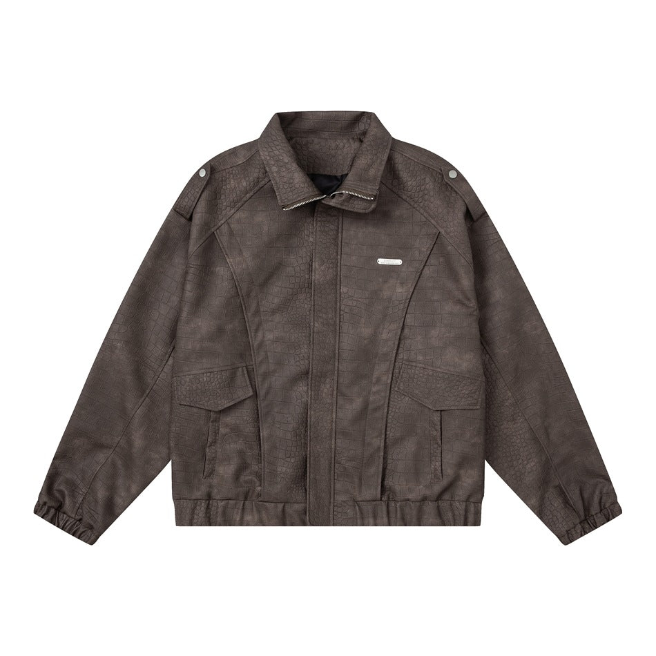 American Retro Papels PU Leather Motorcycle Coat Fashion